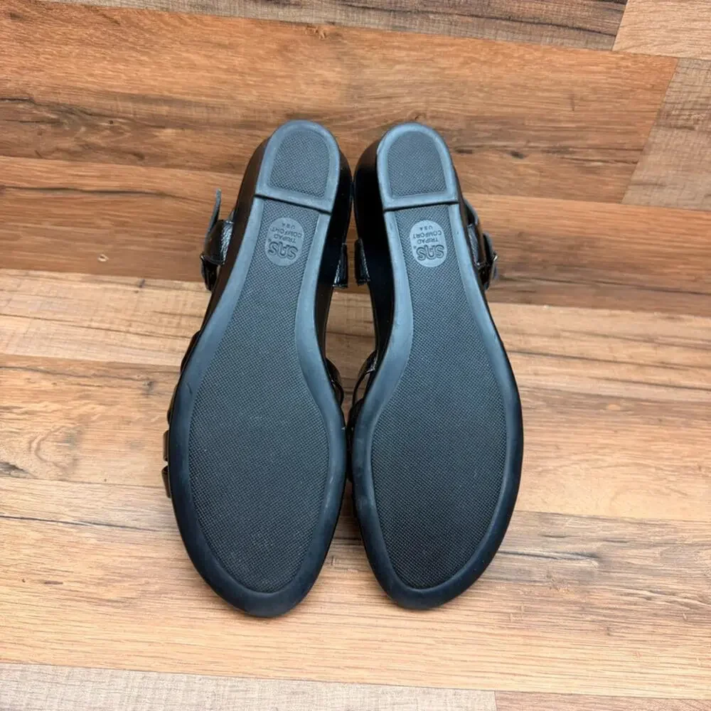 SAS Women Size 9N black leather Wedge Comfort Sandals shoes